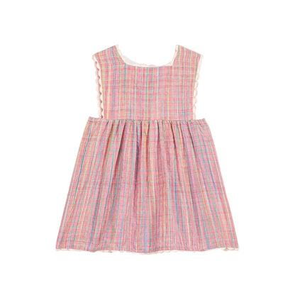 62A.GRI-S0078-BEBE # Baby Sleeveless Dress Aloisa Pink Pomelo Checkered