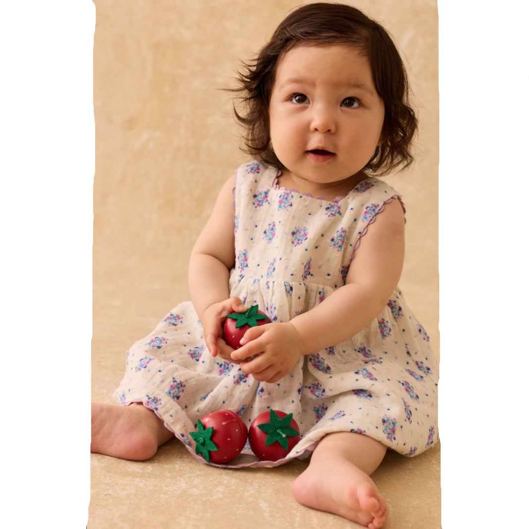 62A.GRI-S0296-BEBE # Baby Sleeveless Dress Aloisa Cream Flower Dunes