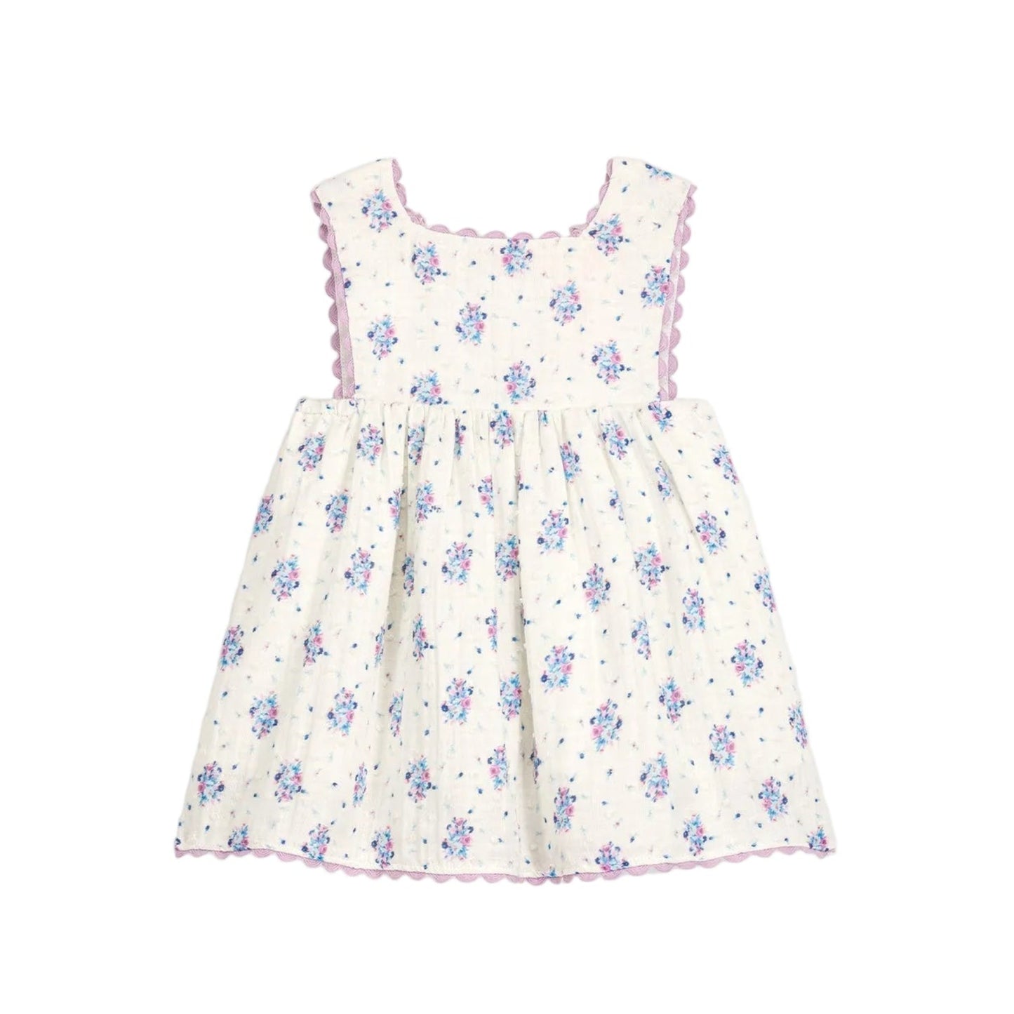 62A.GRI-S0296-BEBE # Baby Sleeveless Dress Aloisa Cream Flower Dunes