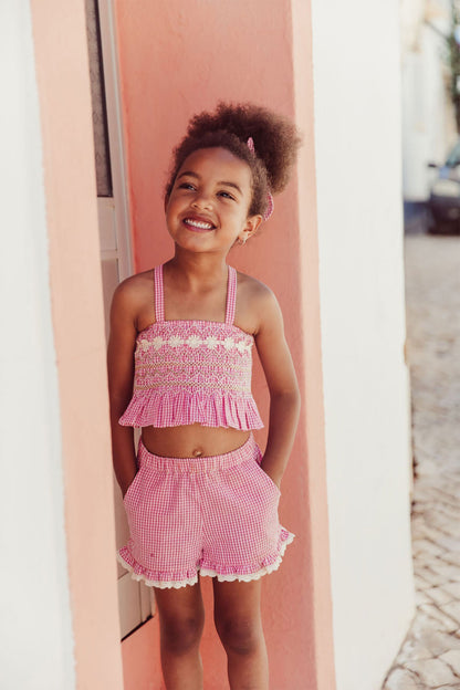 52A.GRI-S25-S0256 # Kids Shorts Pink Fragola Vichy