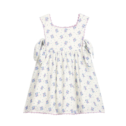 62A.GRI-S26-S0296 # Kid Sleeveless Dress Aloisa Cream Flower Dunes