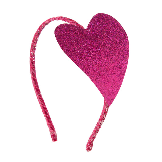 Παιδική Στέκα Μαλλιών Glitter Heart Fuchsia