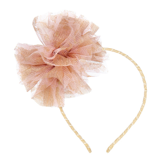 Παιδική Στέκα Μαλλιών Tulle Bow Gold Pink