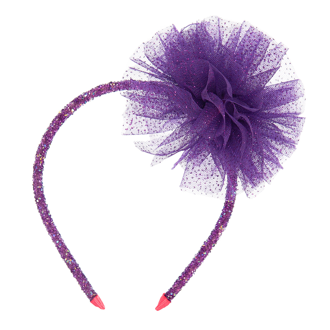 Παιδική Στέκα Μαλλιών Tulle Pom Pom Purple