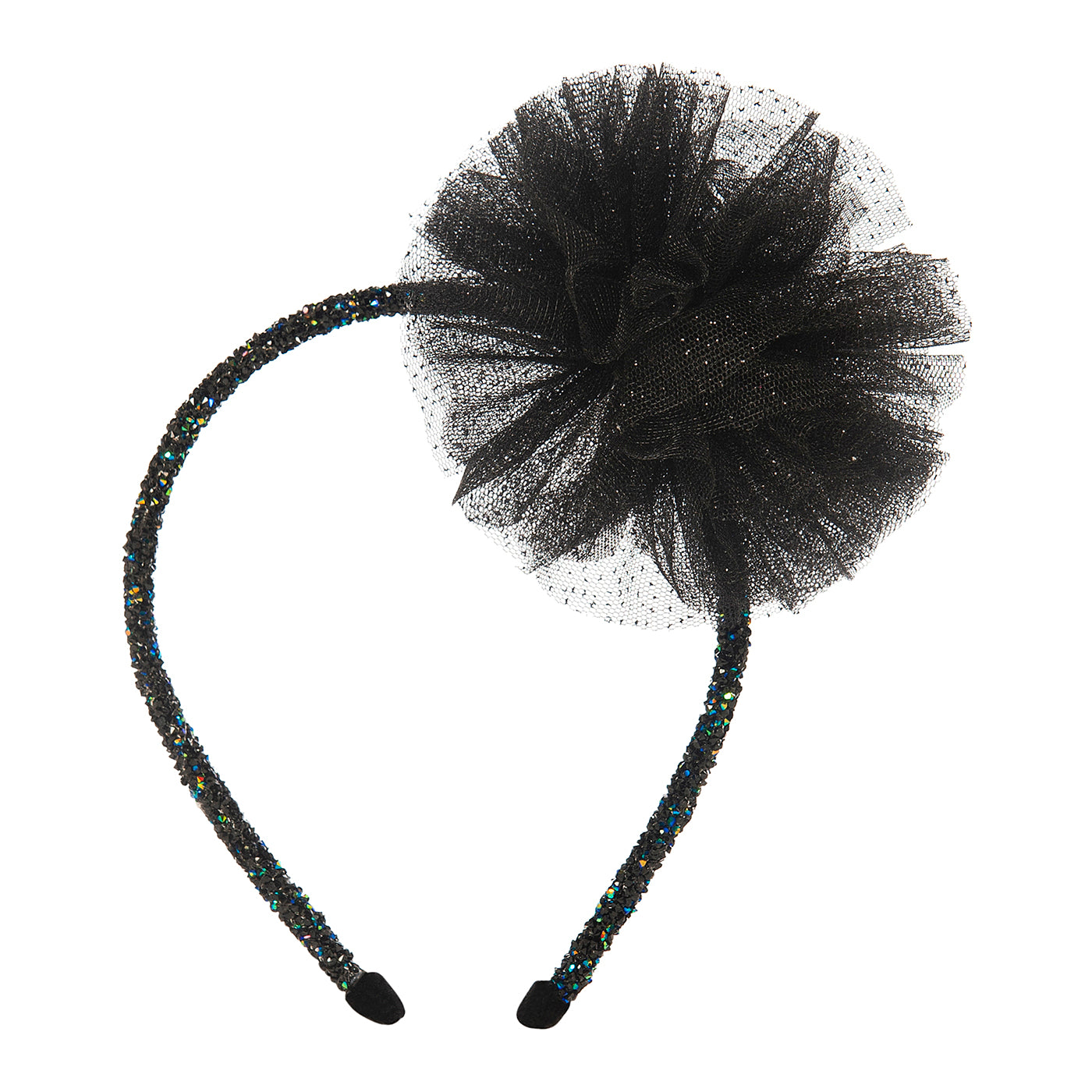 Παιδική Στέκα Μαλλιών Tulle Pom Pom Black
