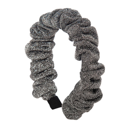 Kids Headband Scrunchie Lurex Black Silver