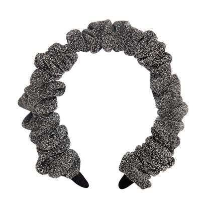 Kids Headband Scrunchie Lurex Black Silver