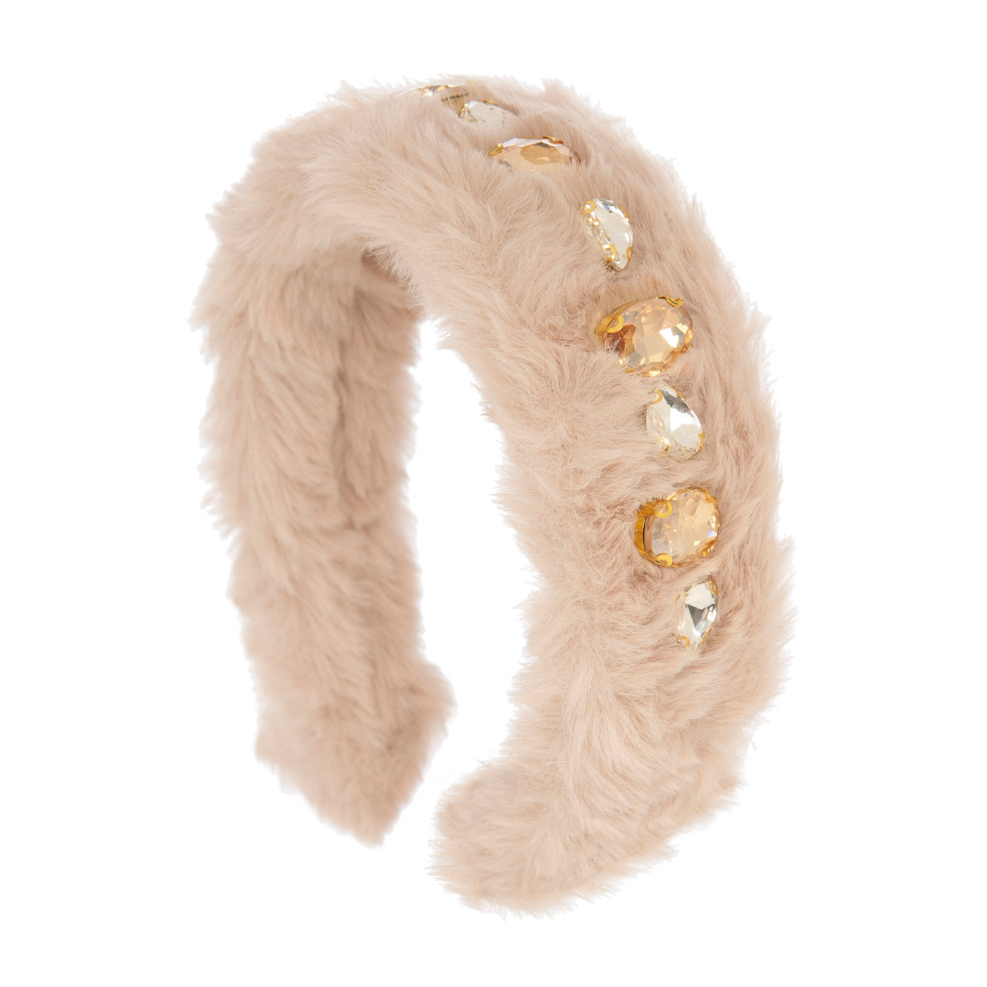 Faux Fur Kids Headband with Crystals