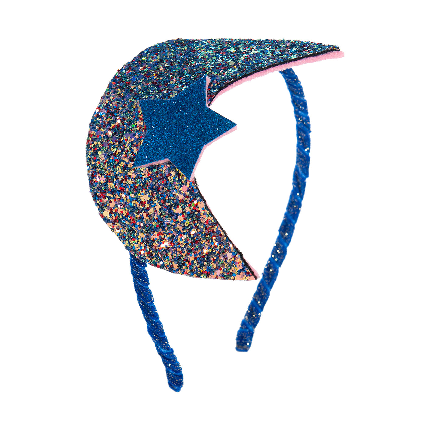 52A.head-tothemoon-pinkblue # Kids Haidband To The Moon Pink & Blue
