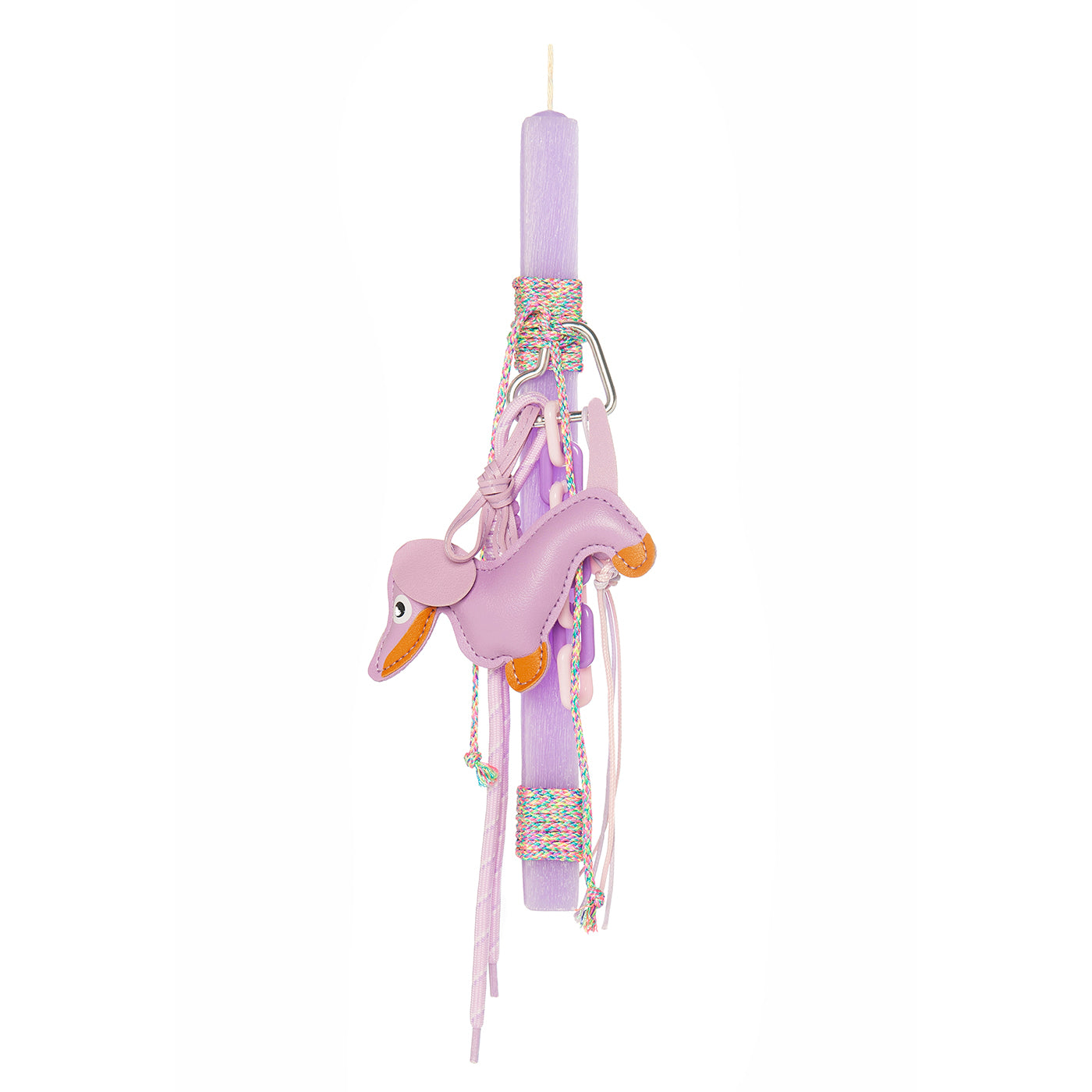 99.cand-dog-charm-lila # Easter Candle with Bag Charm Dog Lilac 