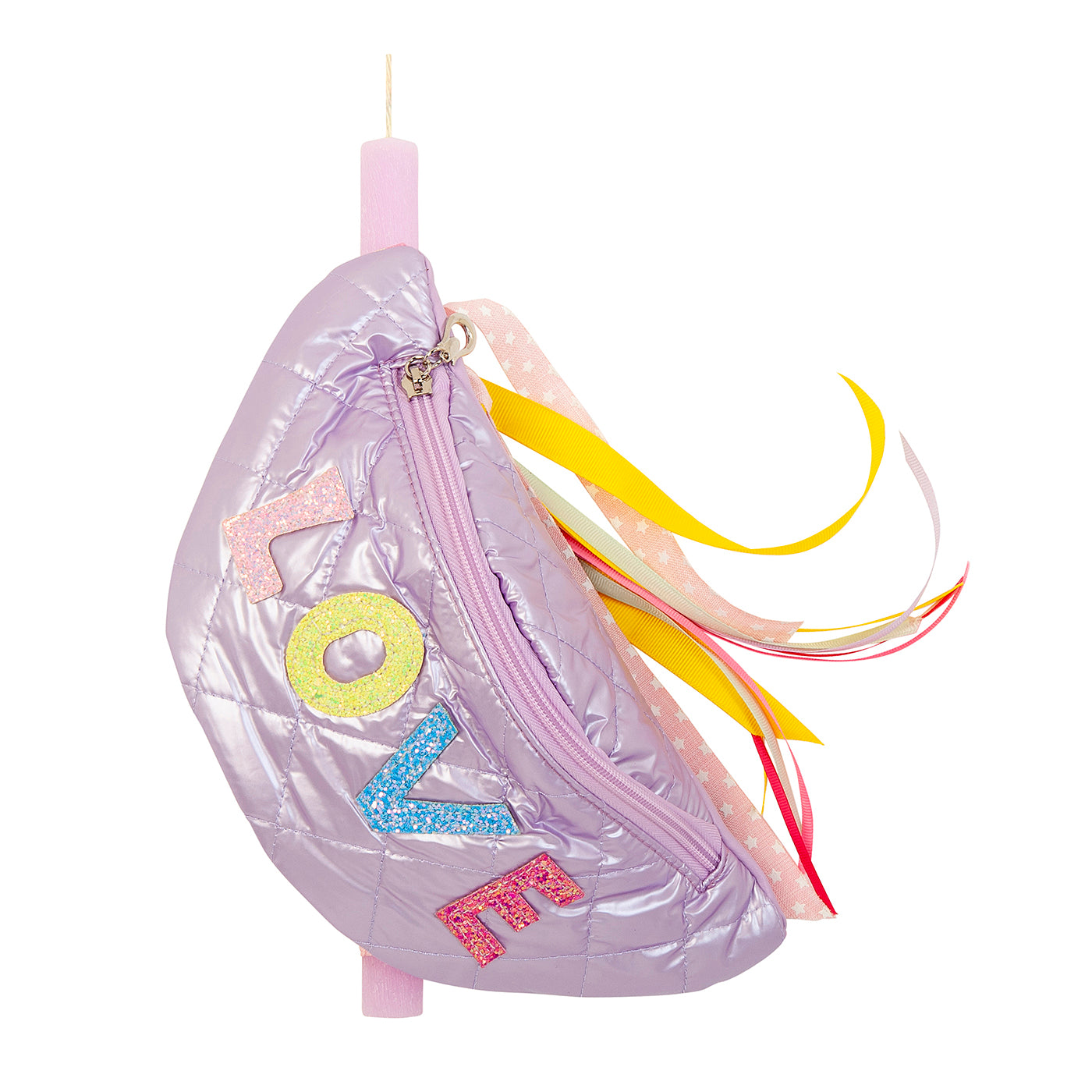 99.cand-lovebag-lila #Easter Candle with Waist Bag Love Lilac