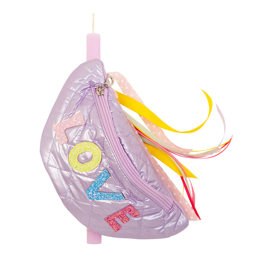 99.cand-lovebag-lila #Easter Candle with Waist Bag Love Lilac
