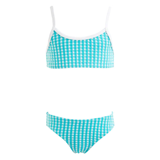 62A.Aria_bik_carreaux_tircq # Kids Bikini Swimsuit Aria Carreaux Turquoise