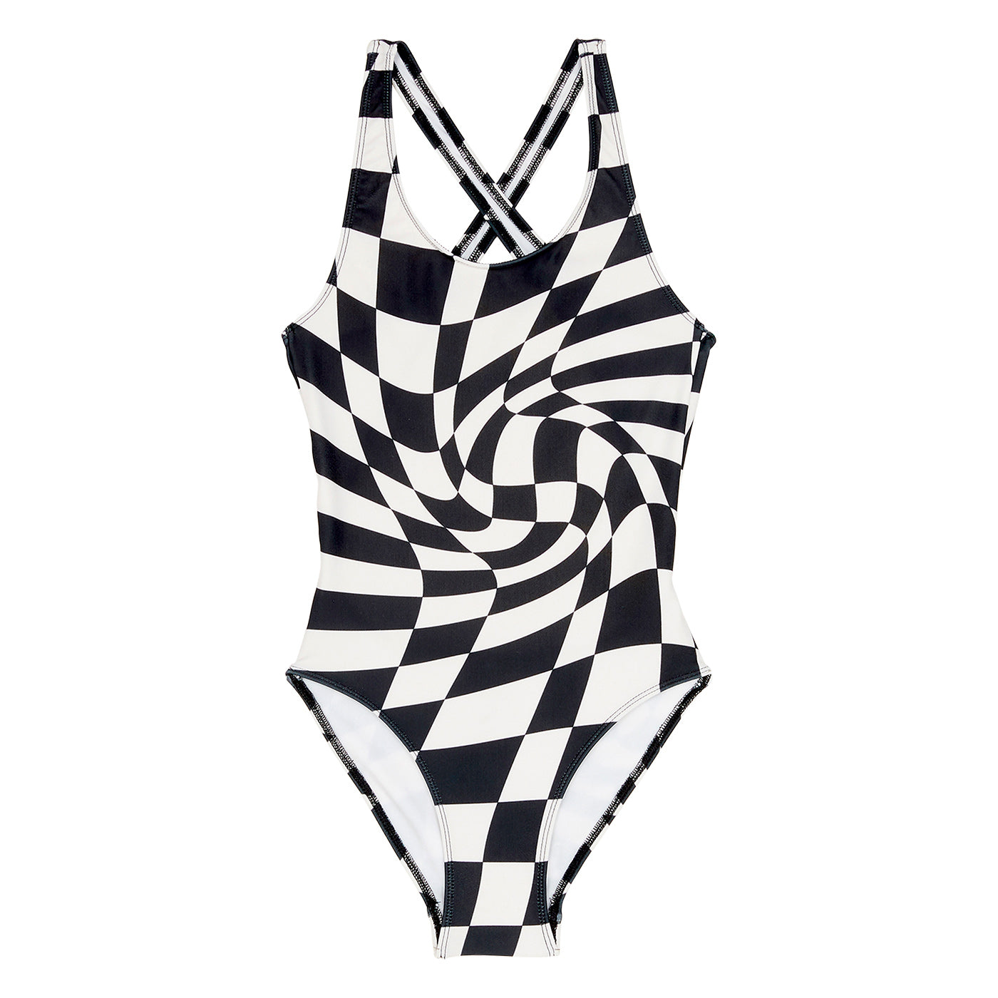 Παιδικό Ολόσωμο Μαγιώ Olivia Black Twisted Checkers