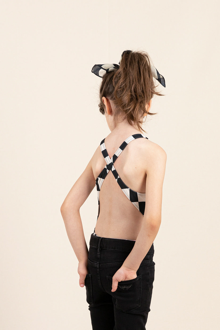 Παιδικό Ολόσωμο Μαγιώ Olivia Black Twisted Checkers