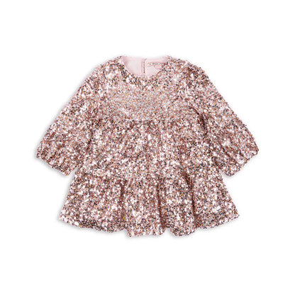 99.KS101558_ROSA # Baby Dress with Sequins Rose