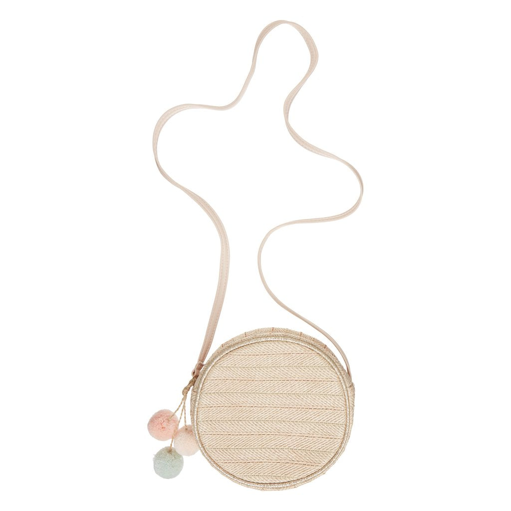 Παιδική Στρογγυλή Τσάντα Ώμου με Pom-Pom