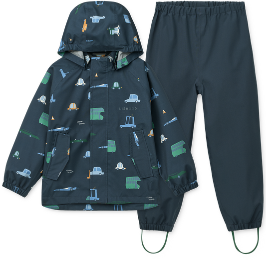 99.LW19909_2782 # Kids Waterproof Set Pedia Cars Classic Navy