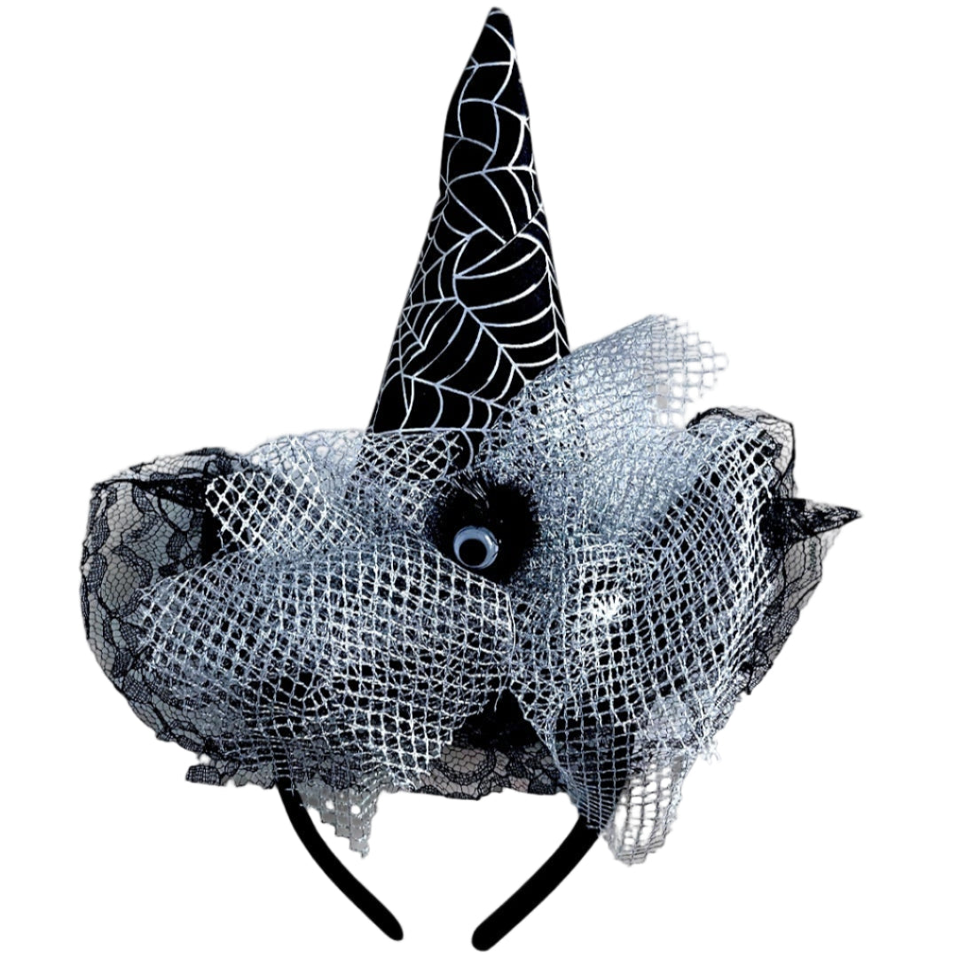 52B.HL-HEAD-WITCH-BLACK # Kids Headband Mini Witch Hat