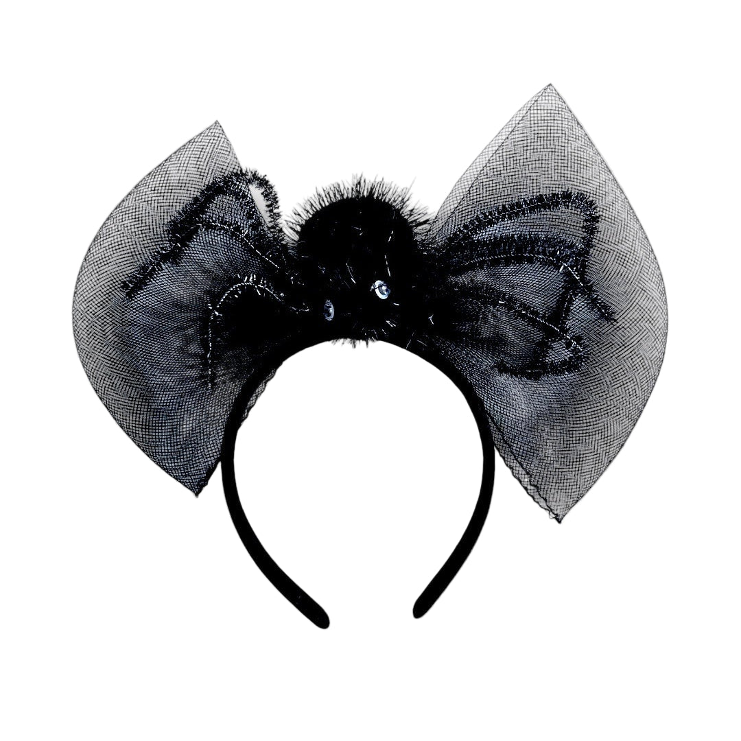 52B.HL-HEAD-BLACK-SPIDER # Kids Halloween Hair Clip Big Black Spider
