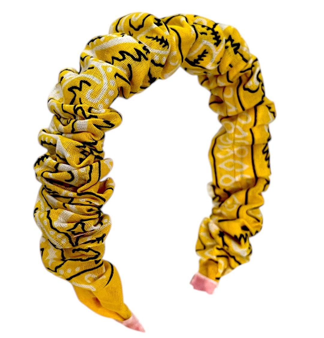 52B.JM-SCR-BAND-YEL # Παιδική Στέκα Μαλλιών Scrunchie Bandana Yellow