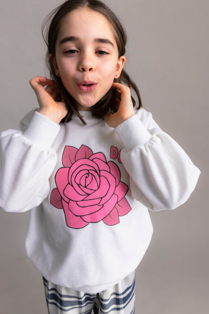 52B.ROSE VELVET _PUFF # Παιδικό Βελούδινο Φούτερ Rose Velvet