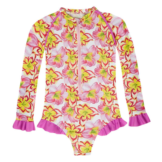 Παιδικό Μακρυμάνικο Μαγιώ με Βολάν Yellow Lilies