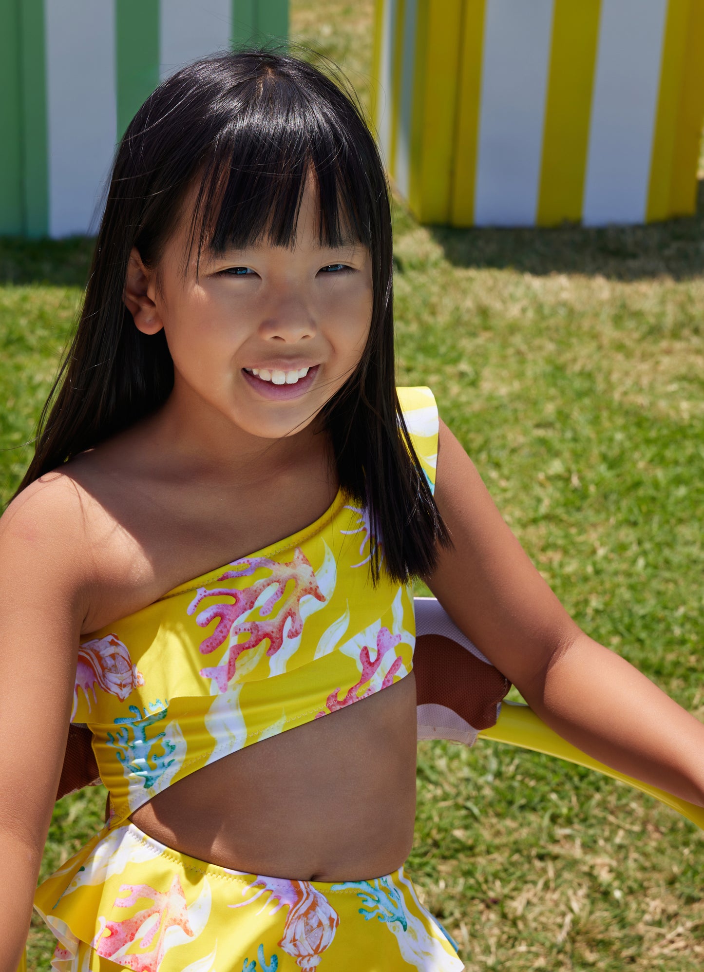 62A.S6GS204 # Kids One-Piece Swimsuit Cut Out Sunset Reef