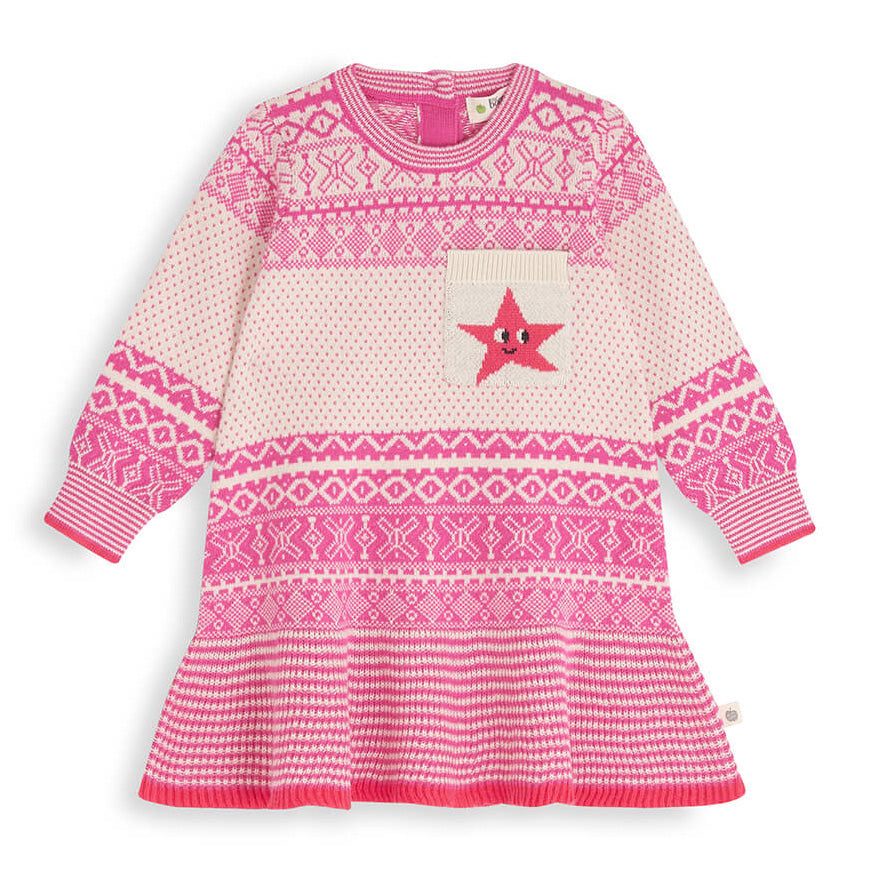 Βρεφικό Πλεκτό Φόρεμα Ροζ