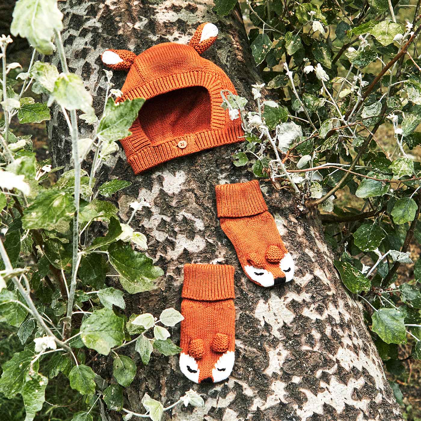 Βρεφικό Σετ Σκουφί & Γάντια Fox Nut Brown