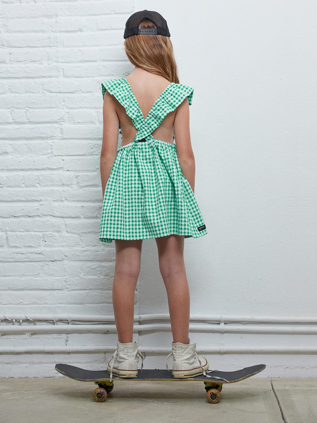 Παιδικό Φόρεμα Gingham Green