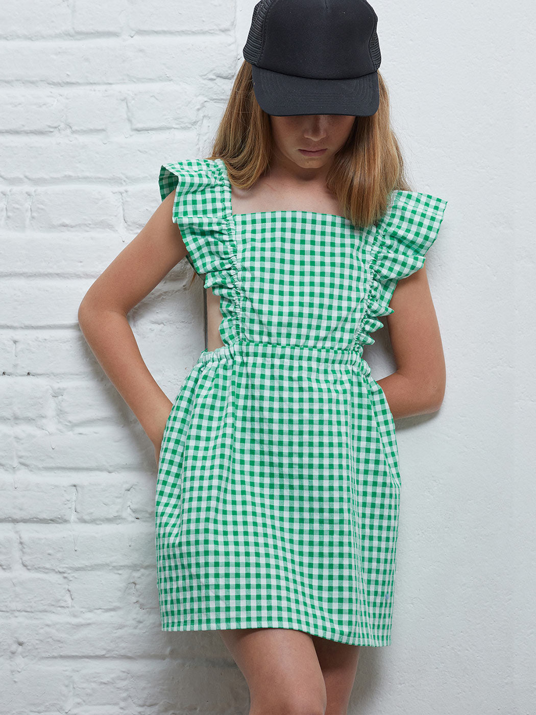 Παιδικό Φόρεμα Gingham Green