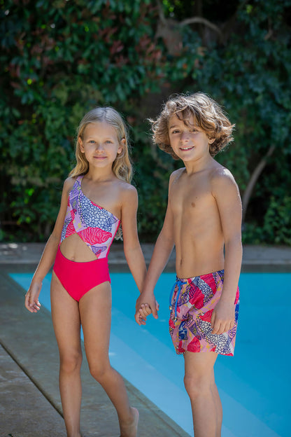 52A.SIENNA-ICE/FUSCHIA # Kids One-Piece Swimsuit Sienna Ice Pop