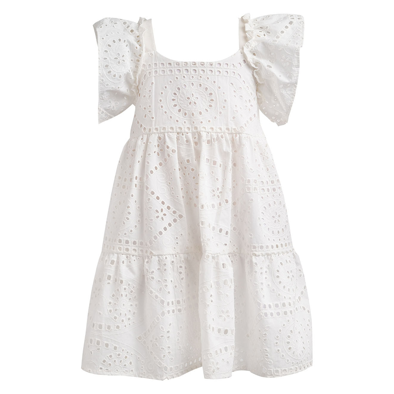 Παιδικό Φόρεμα Broderie Anglaise Λευκό