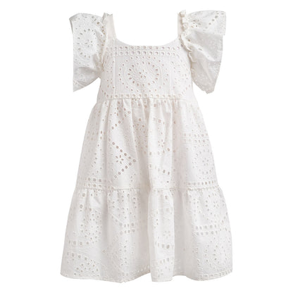 Παιδικό Φόρεμα Broderie Anglaise Λευκό