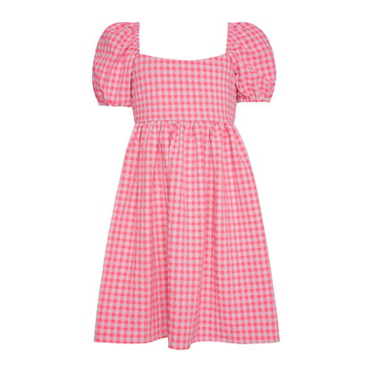 52A.T6062_PLAIDS # Kids Plaid Dress Blossom Puff