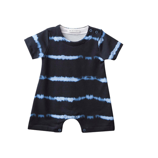 52A.T6322_BLACK # Βρεφικό Κοντομάνικο Φορμάκι Electric Waves