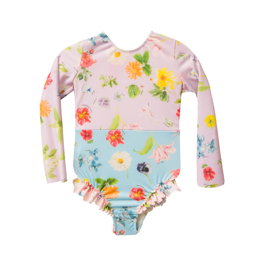 52A.T6444_FLORAL # Παιδικό Ολόσωμο Μακρυμάνικο Μαγιώ Candy Flower