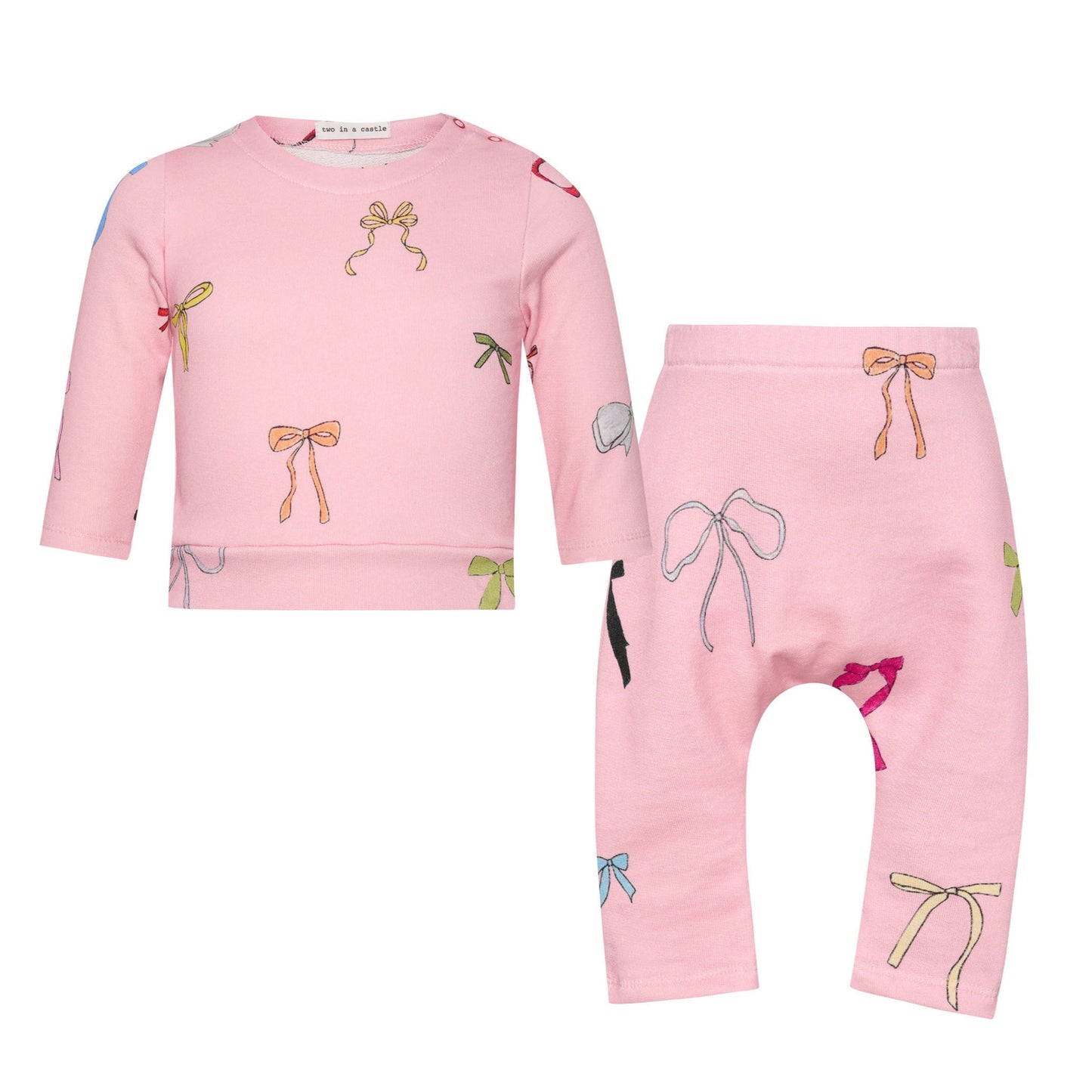 52B.T6557_PINK # Βρεφικό Σετ Φόρμες Bows Pink