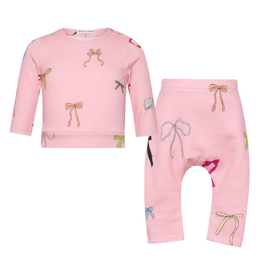 52B.T6557_PINK # Βρεφικό Σετ Φόρμες Bows Pink