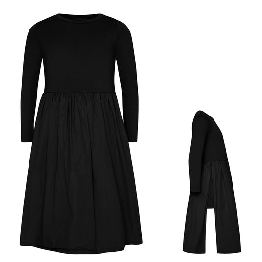 52B.T6722_BLACK # Παιδικό Μακρυμάνικο Φόρεμα Black