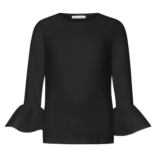 52B.T6729_BLACK # Παιδική Μακρυμάνικη Μπλούζα με Βολάν Black