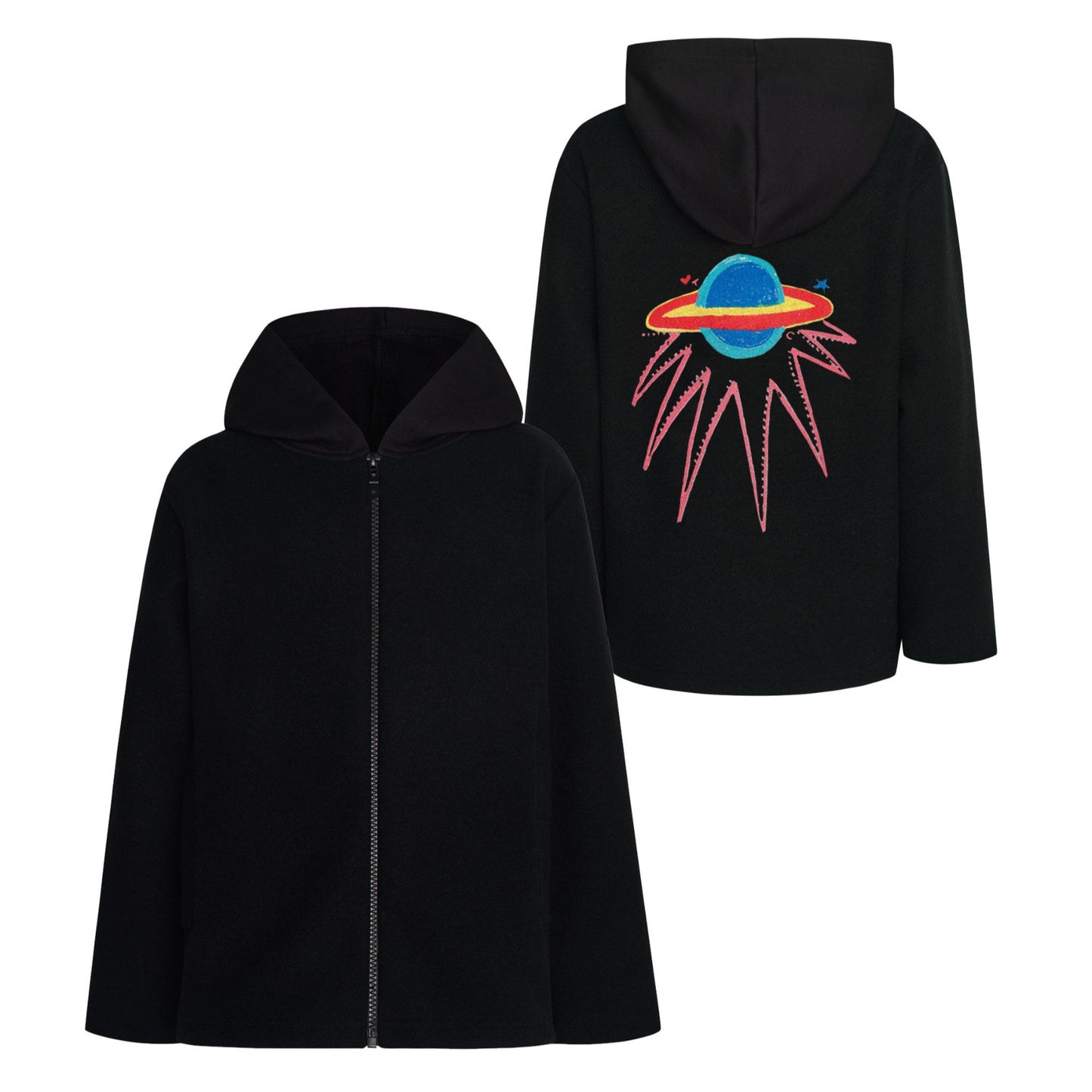 52B.T6865_BLACK # Kids Zipped Hoodie Universe of Love