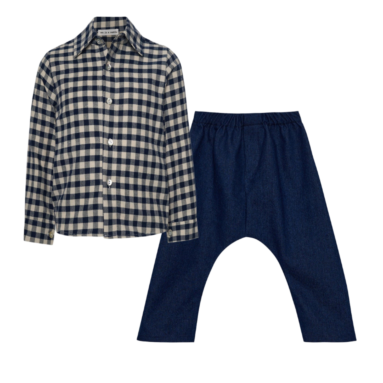 52B.T6939_PLAIDS # Βρεφικό Σετ με Καρό Πουκάμισο Blue Moon