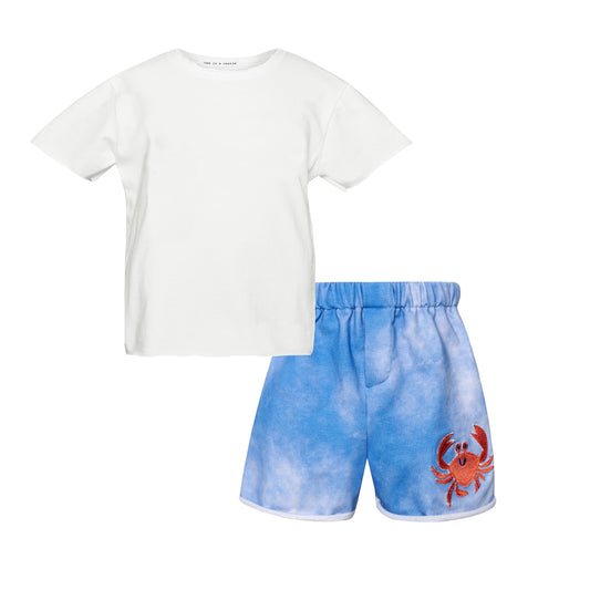 62A.T7319 # Baby Set with Shorts Tie Dye Crab 