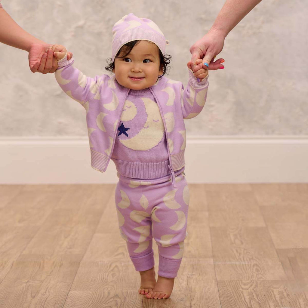 Βρεφικό Σκουφί με Αυτάκια Moon Lilac