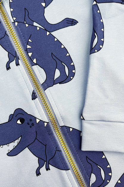 52B.T-REX BLUE _HOODIE # Παιδική Ζακέτα Φούτερ με Κουκούλα T-Rex