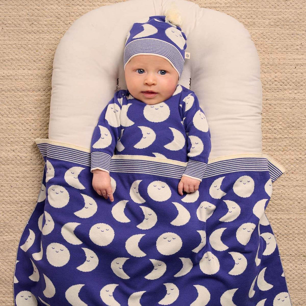 Βρεφικό Σκουφί με Αυτάκια Moon Blue