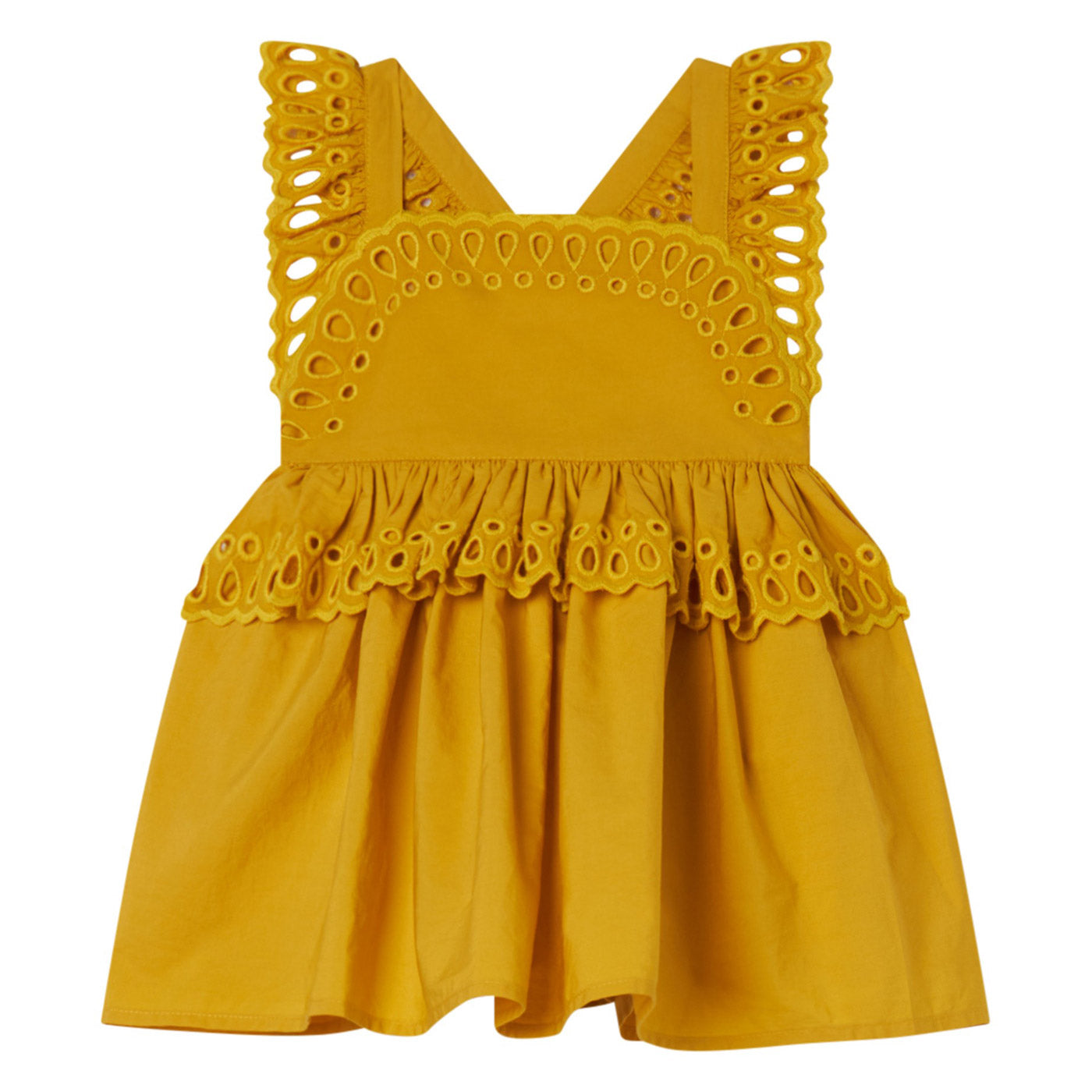 Βρεφικό Κεντημένο Φόρεμα Κίτρινο