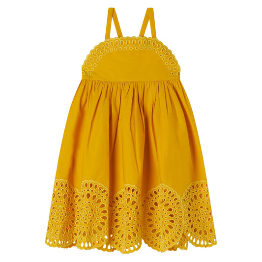Παιδικό Κεντημένο Φόρεμα Κίτρινο